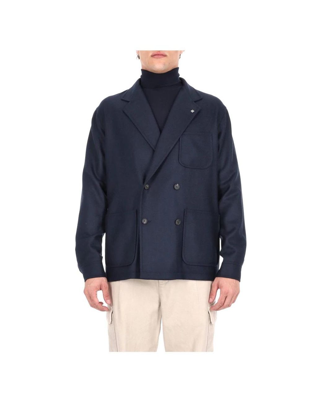 Tagliatore Braun Double-Breasted Jacket in het Blue voor heren