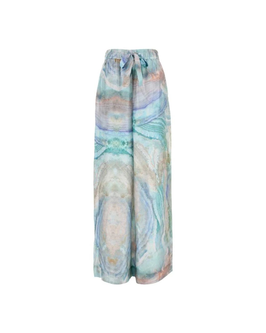 Zimmermann Broeken ,Veelkleurig ,Zijden Broek Met Wijde Pijpen in het Blue