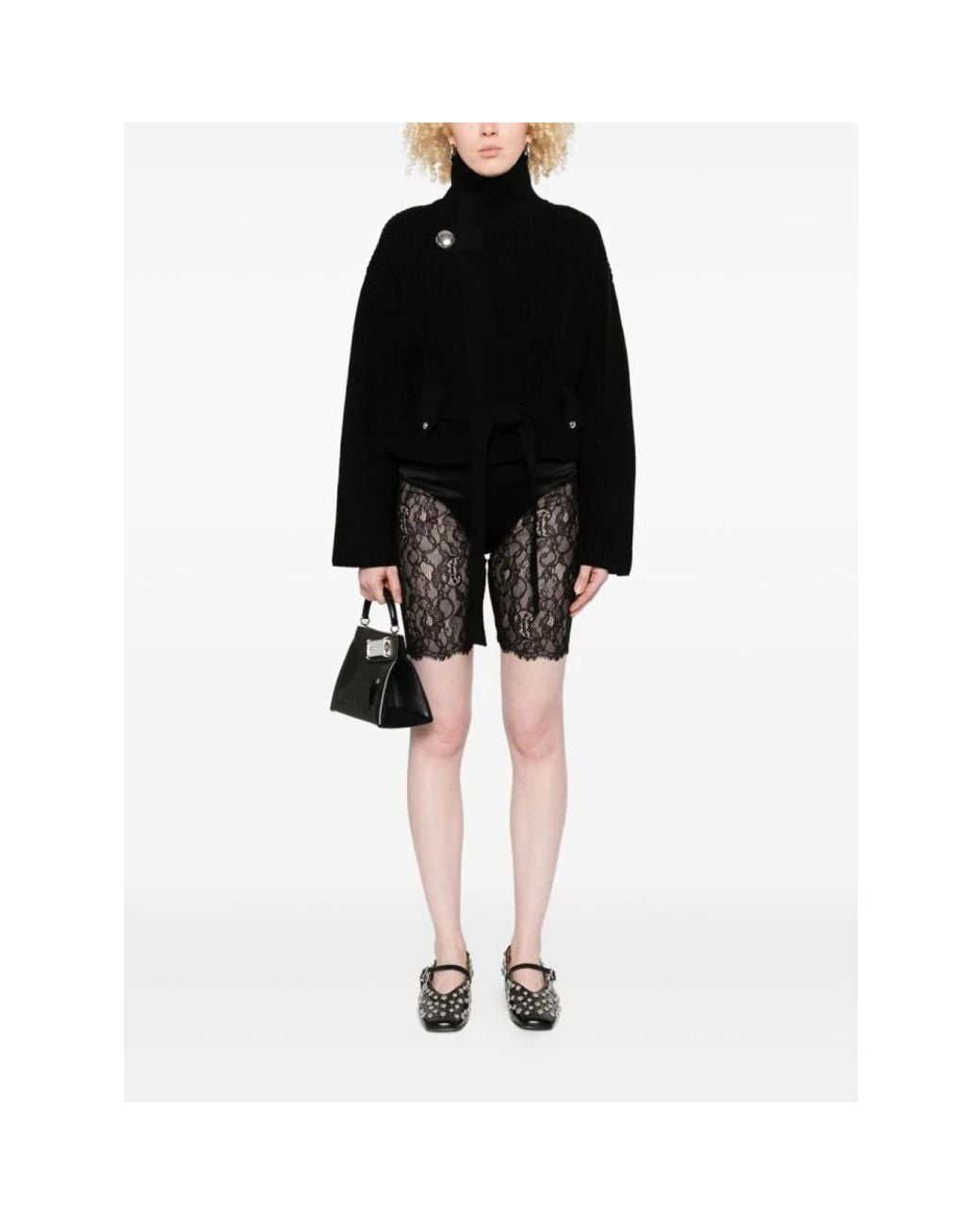 McQueen Black Lace Mini Shorts With Back Zip Closure