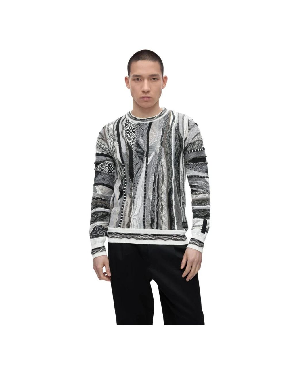 carlo colucci Gray Round-Neck Knitwear for men