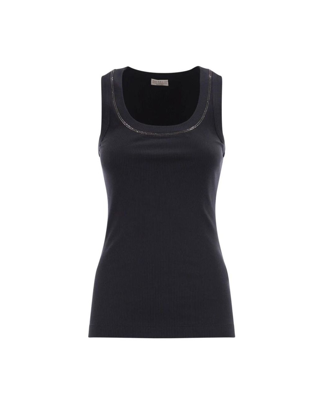 Brunello Cucinelli Black Sleeveless Tops