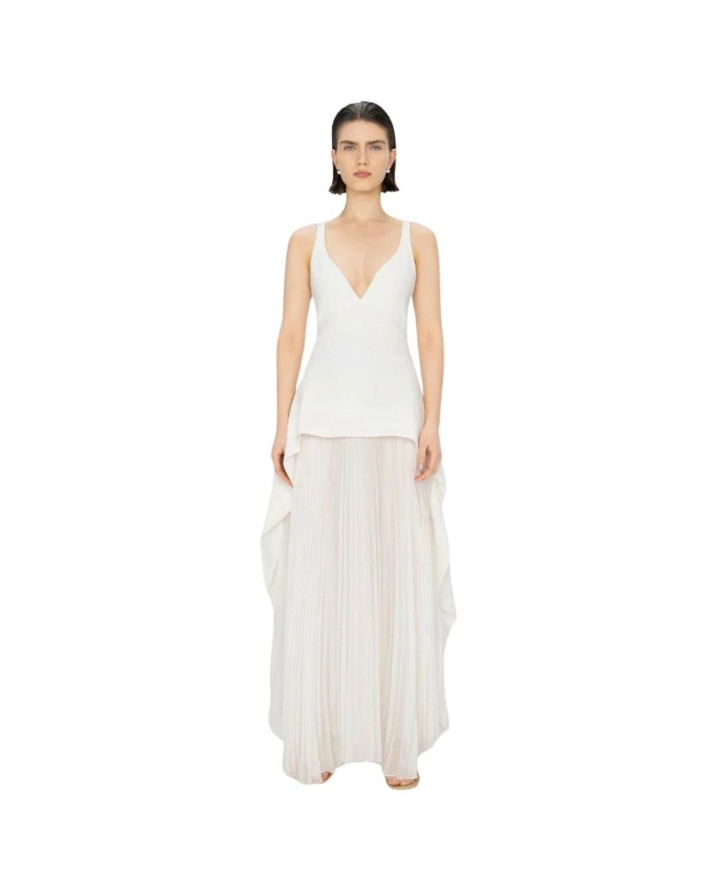 Jonathan Simkhai Elegante V-Hals Midi Jurk in het White