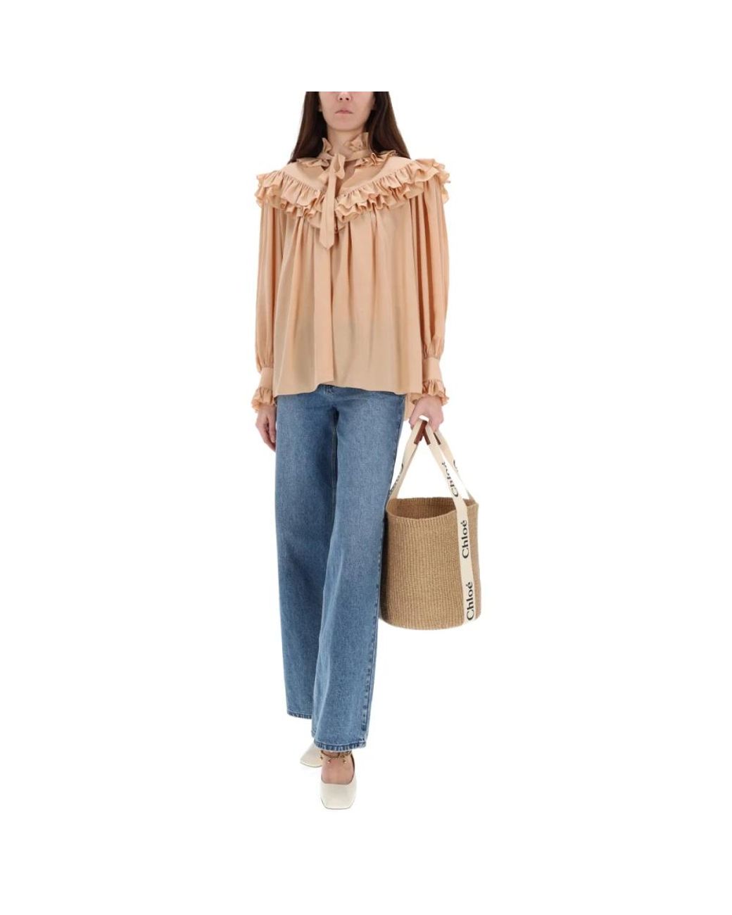 Chloé Blue Rüschenbluse