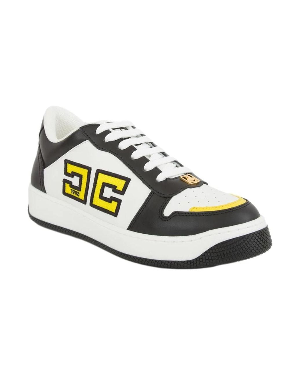 Elisabetta Franchi Black Two-Tone Leather Sneakers