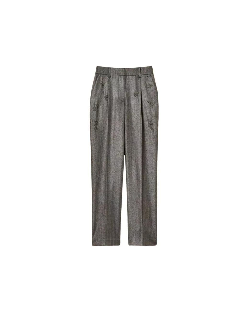 Twinset Gray Wide Trousers