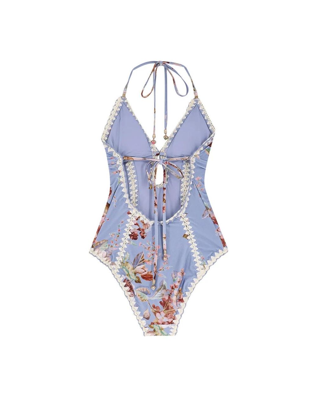 Zimmermann Badmode ,Veelkleurig ,Nylon Awaken Crochet Keyhole Badpak in het Blue