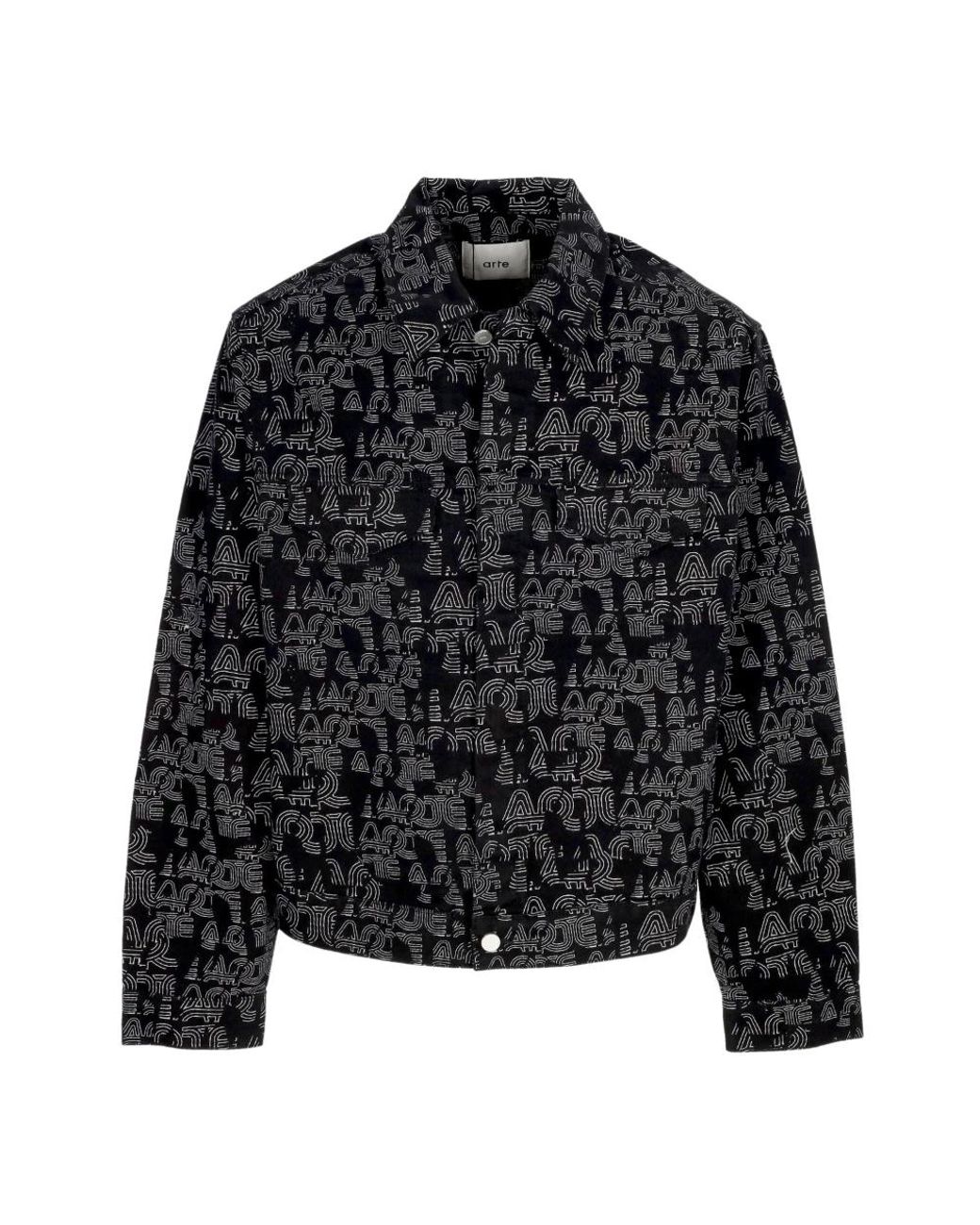 Arte' Jassen ,Zwart ,Katoen Allover Logo Jacket in het Black voor heren