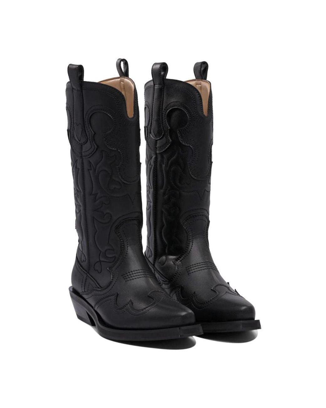 Ganni Black Cowboy & Biker Boots