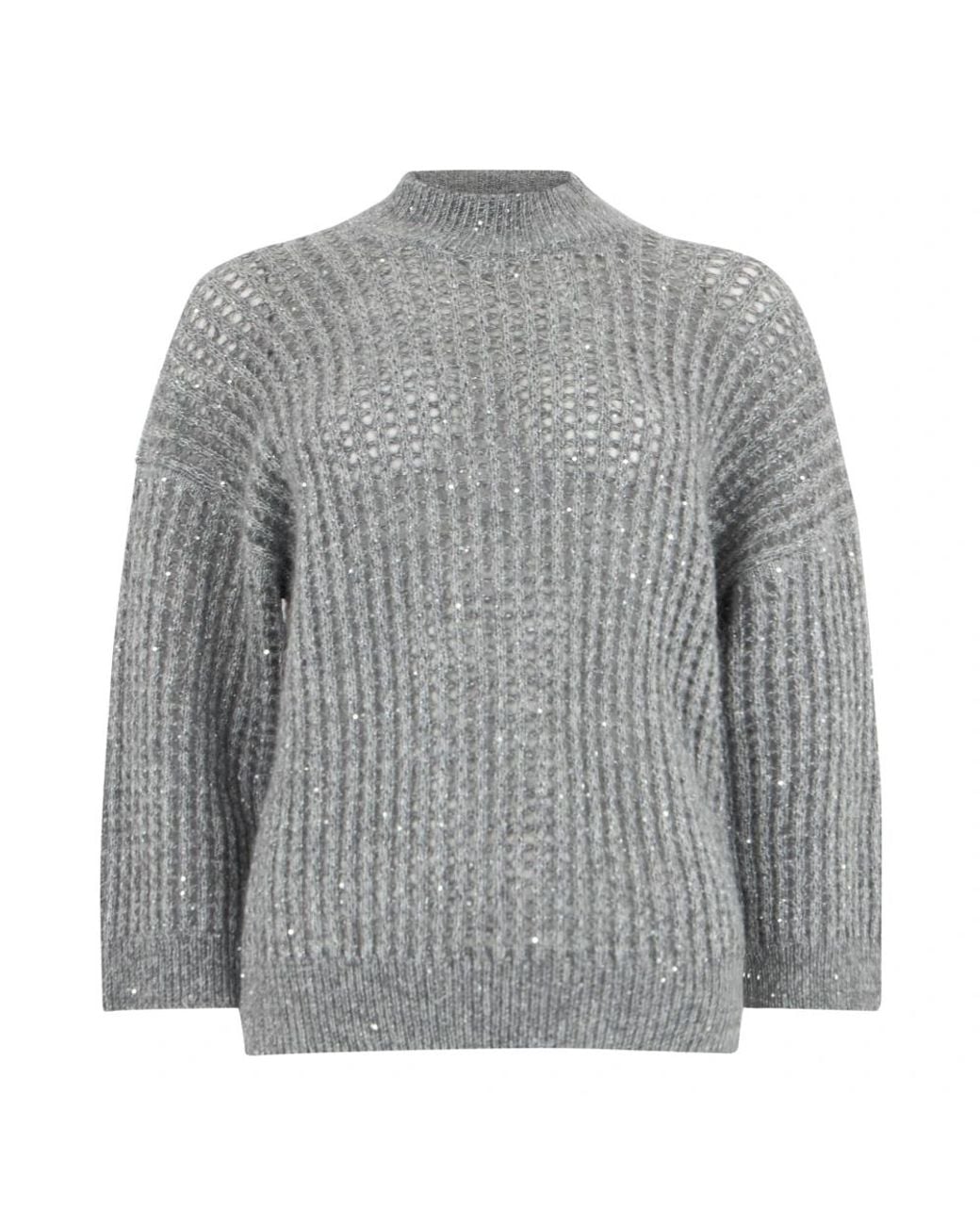 Peserico Open-Knit Pullover in het Gray
