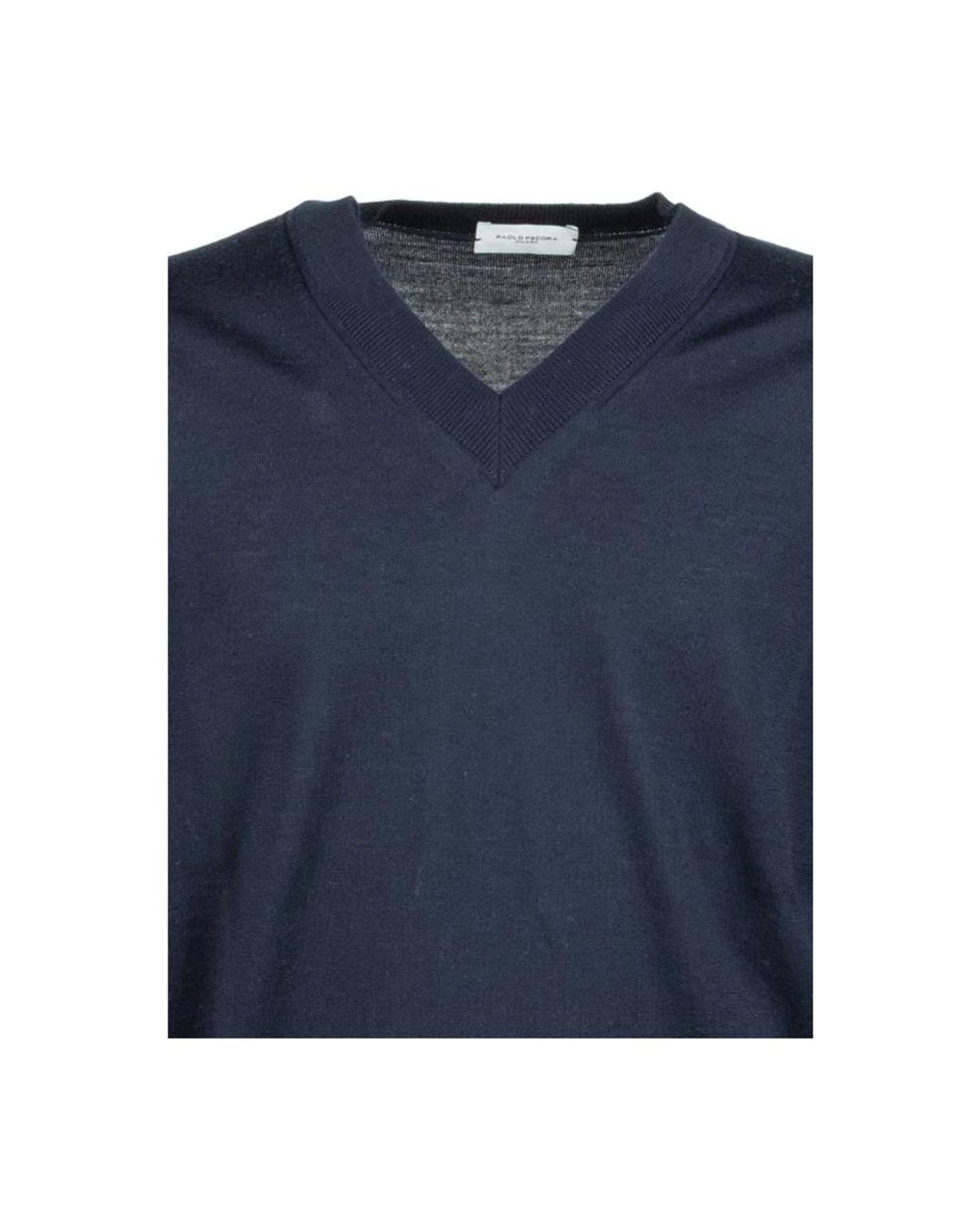Paolo Pecora Blue V-Neck Knitwear for men