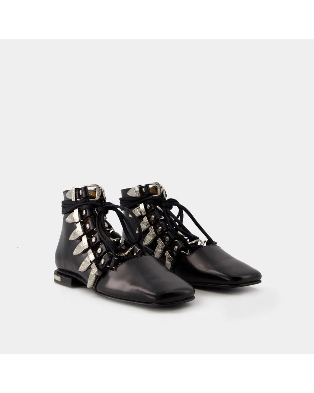 Toga Black Lace-Up Boots