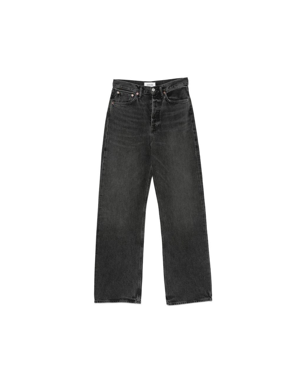 Agolde Black Faded-Effect Wide-Leg Jeans