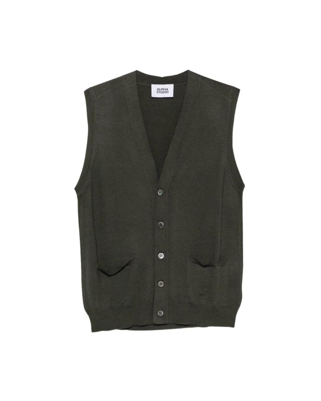 Alpha Studio Green V-Neck Knitwear for men