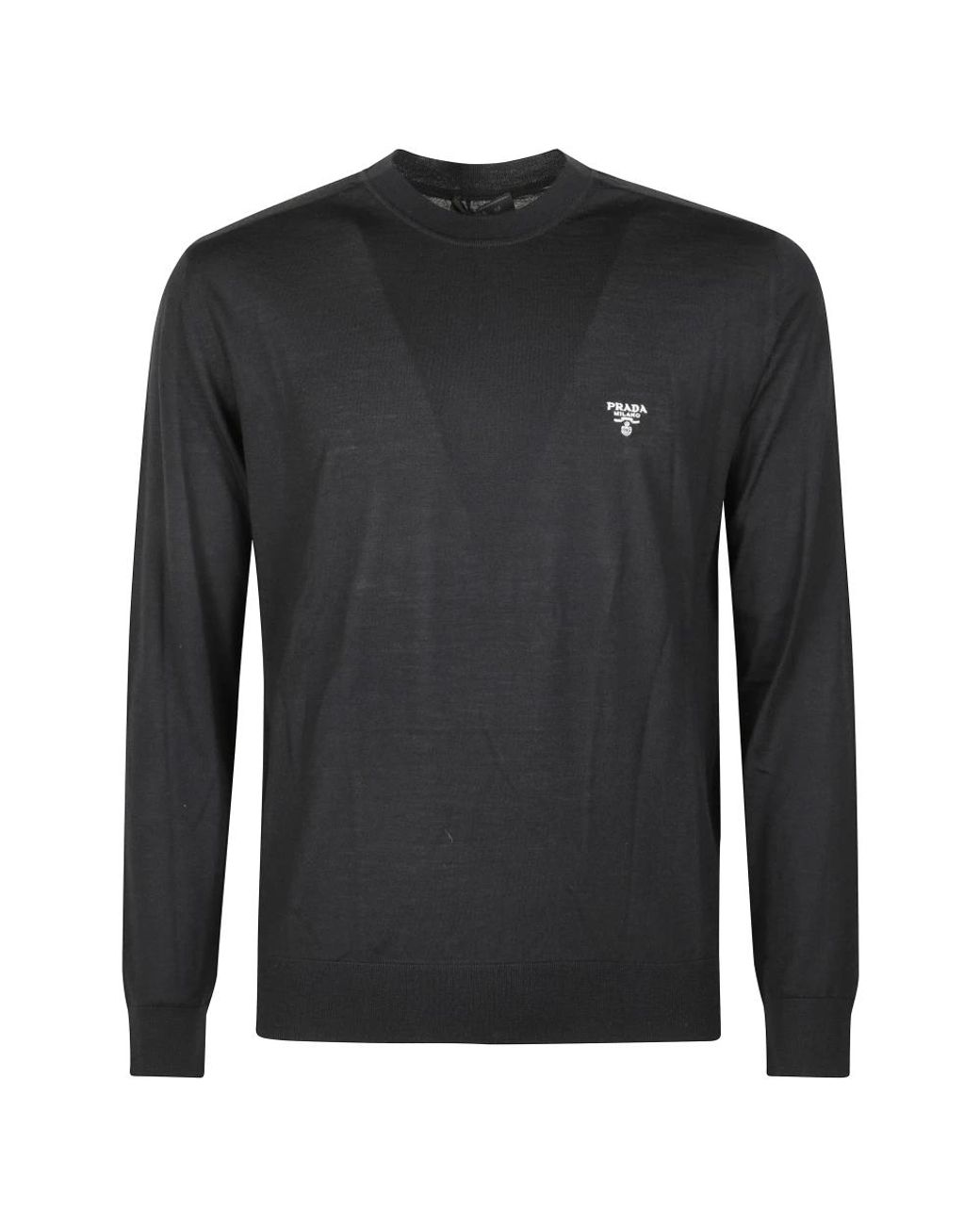 Prada Black Round-Neck Knitwear for men