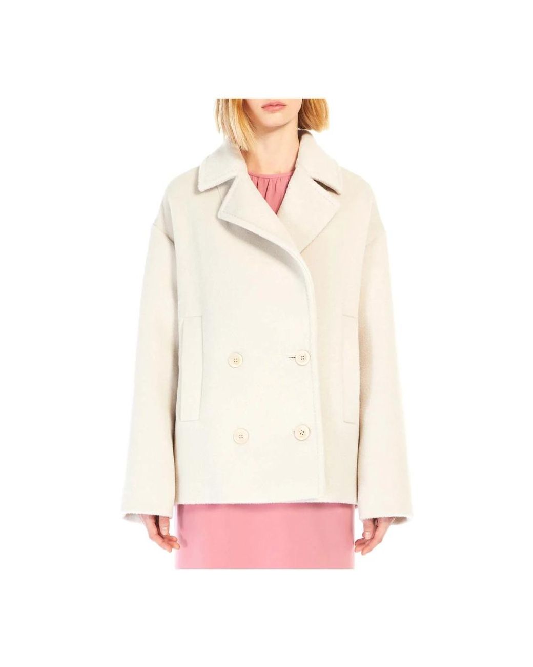 Max Mara White Double-Breasted Coats