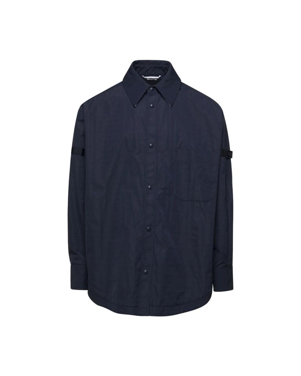Thom Browne Overhemden ,Blauw ,Nylon Oversized Shirt Jacket Met Drukknoopsluiting in het Blue voor heren