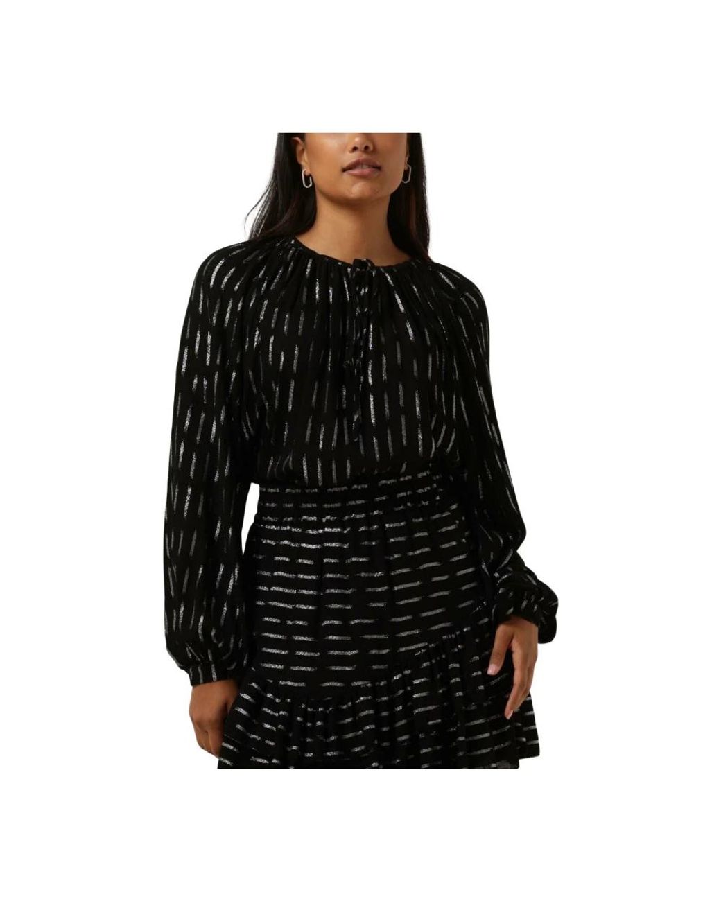 Amaya Amsterdam Overhemden ,Zwart ,Zilver Adele Blouse Damesblouse in het Black