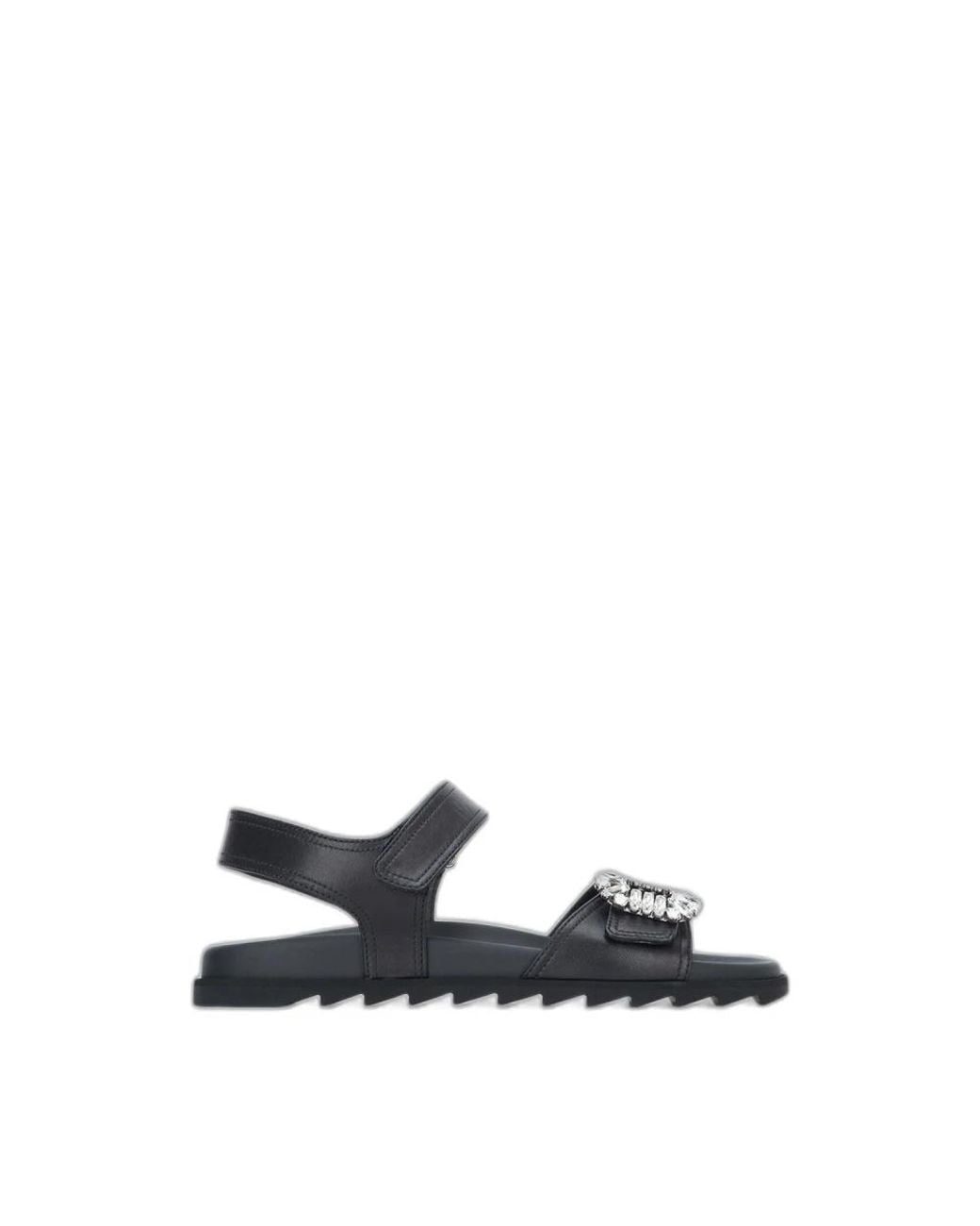 Roger Vivier Schoenen ,Zwart ,Leer Slidy Viv' Sandaal in het Blue