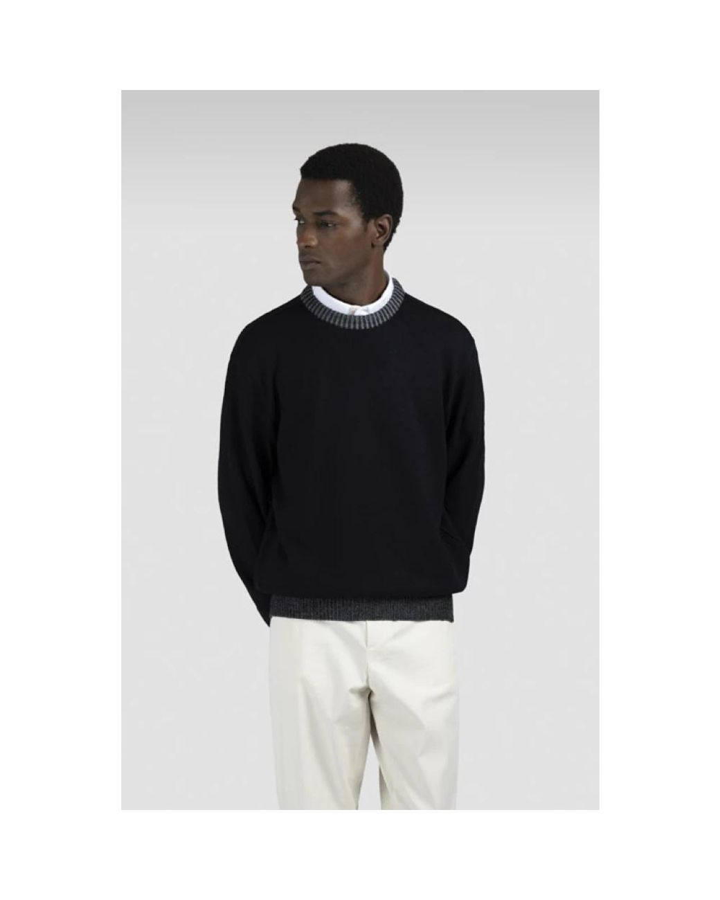 Paul & Shark Black Soft Cool Touch Wool Crewneck Sweater for men