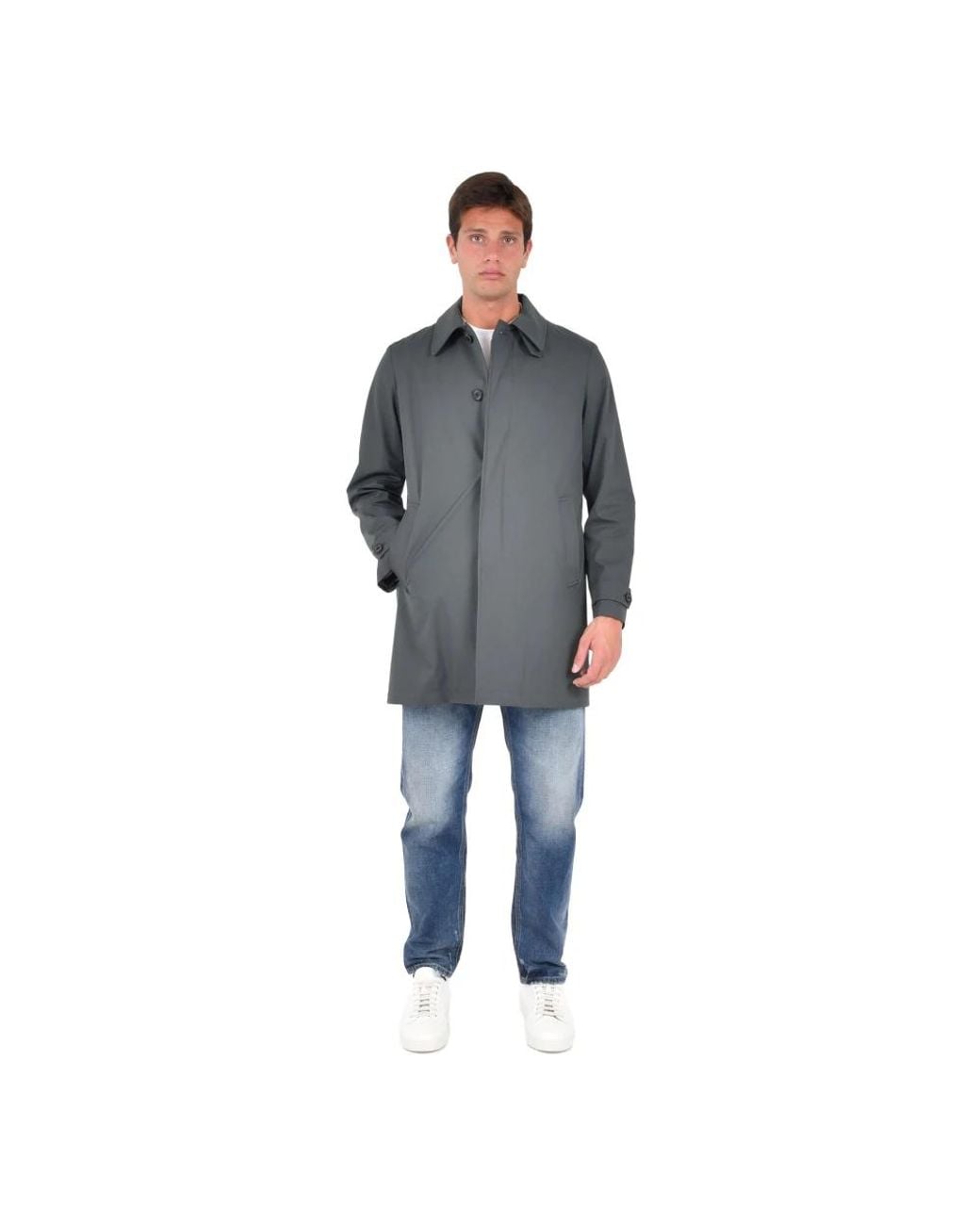 Drumohr Concealed Front Button Placket Parka in het Gray voor heren