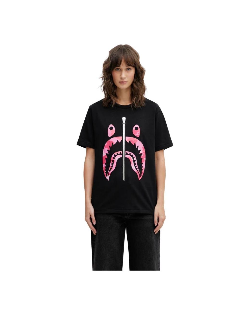 A Bathing Ape Camo Shark T-Shirt in het Black