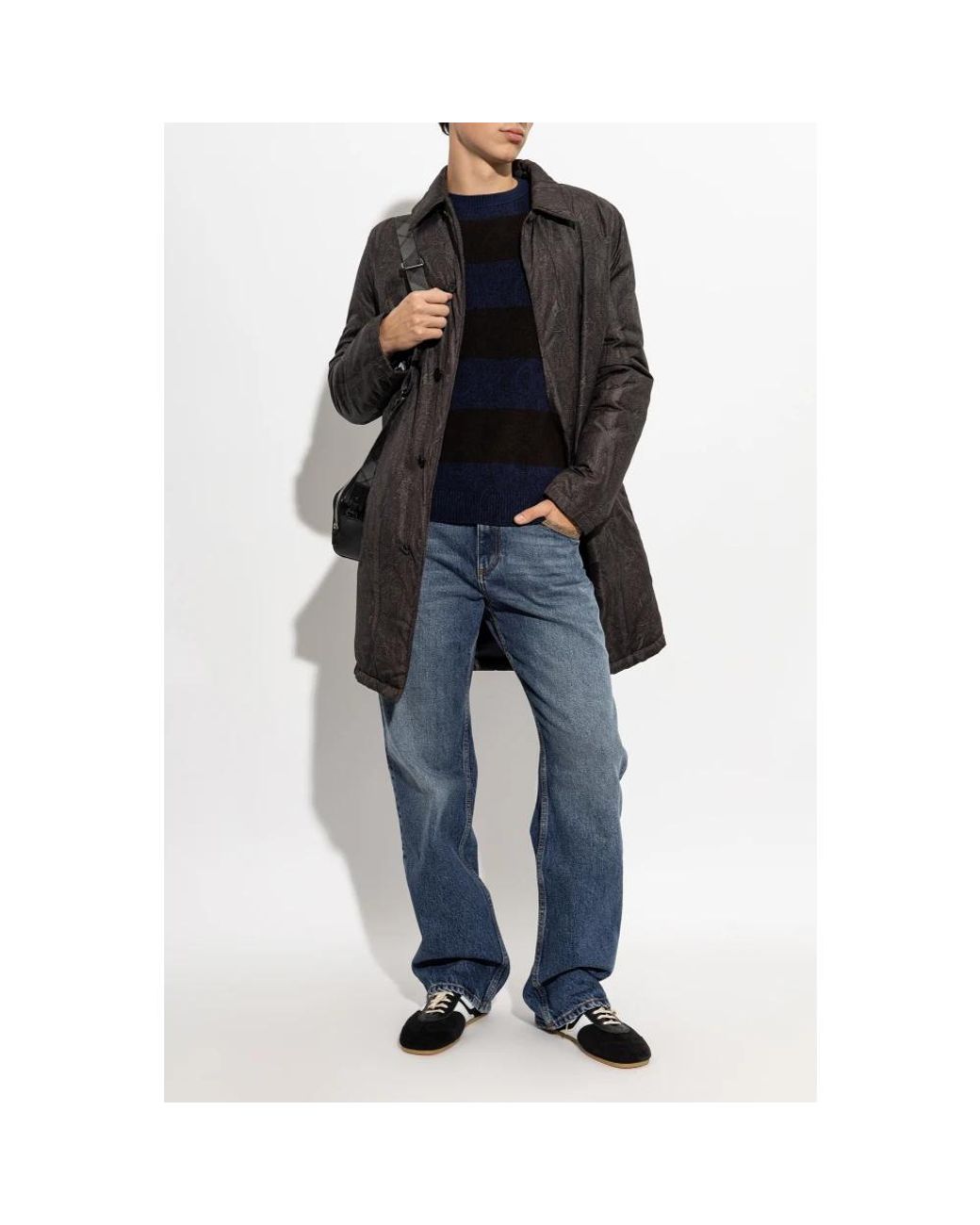 Etro Black Single-Breasted Coats for men