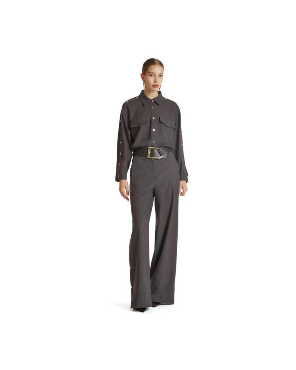 SIMONA CORSELLINI Gray Wide Trousers