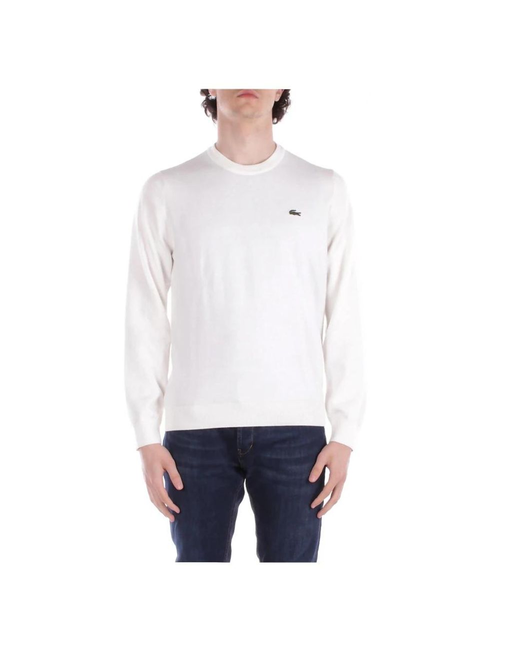 Lacoste White Round-Neck Knitwear for men