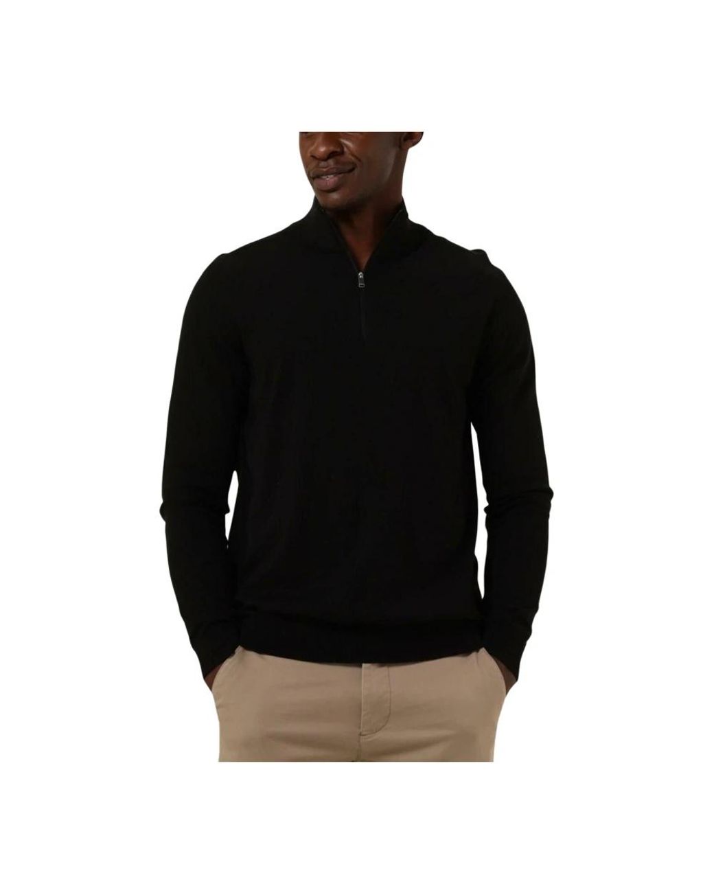 SELECTED Truien & Vesten ,Zwart ,Katoen Half Zip Cardigan Zwart in het Black voor heren