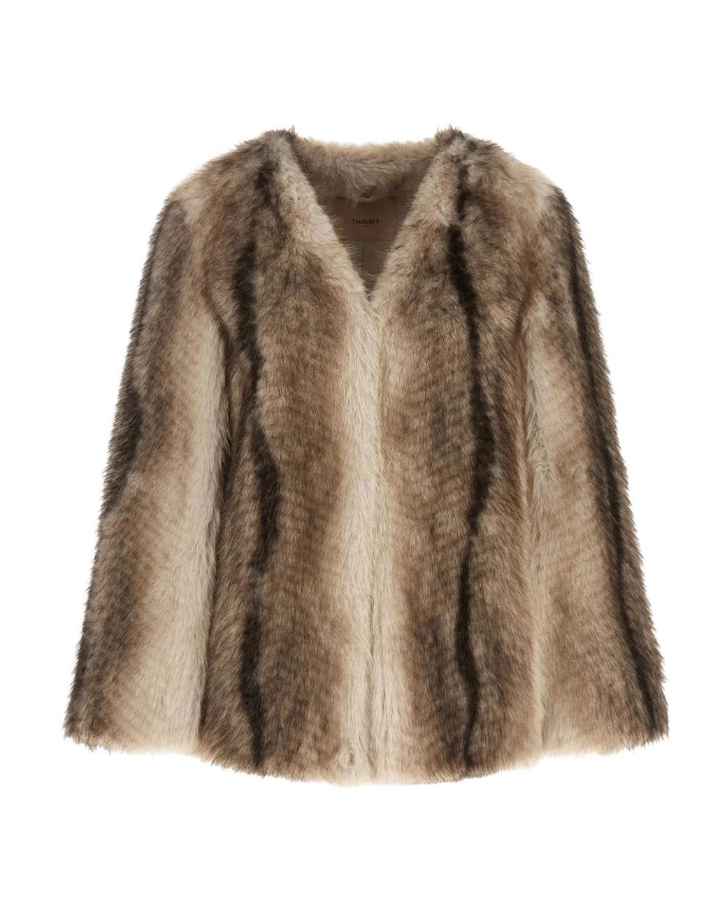 Twinset Brown Faux Fur & Shearling Jackets