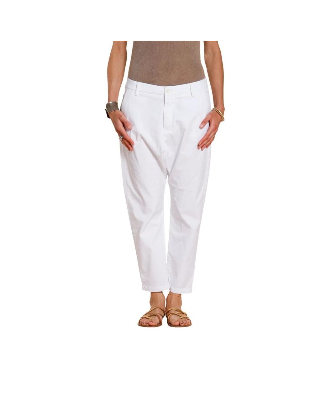 Mason's White Tapered Trousers