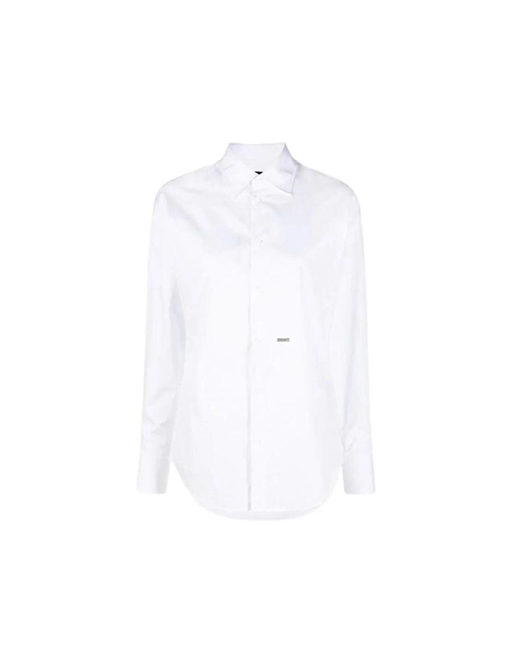 DSquared² Overhemden ,Wit ,Katoen Stretch Katoenen Overhemd in het White