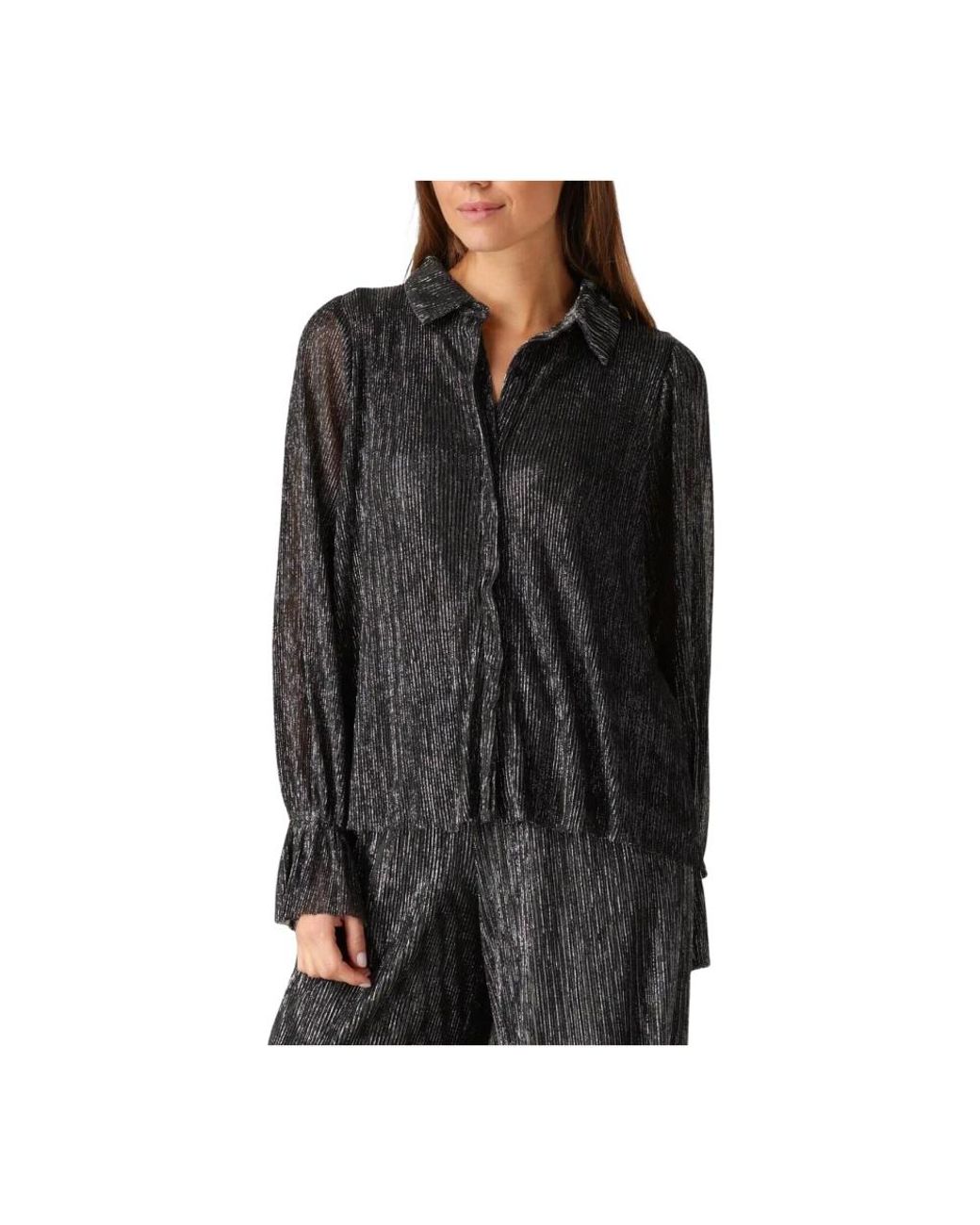 Notre-v Overhemden ,Grijs ,Polyester Glanzende Bronzen Glitter Blouse in het Black