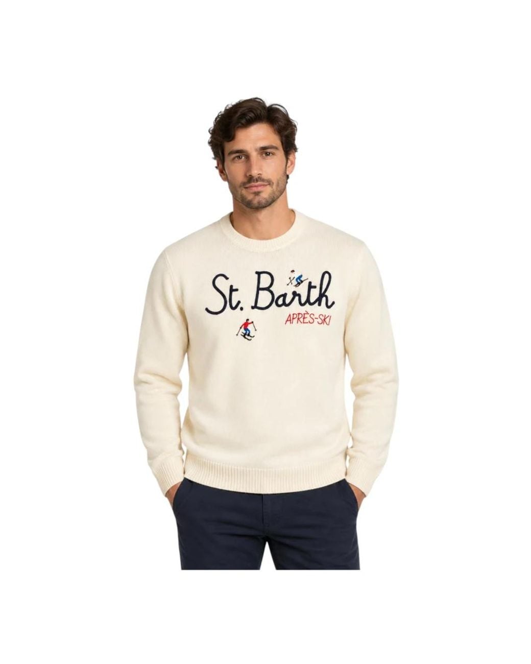 Mc2 Saint Barth Natural Round-Neck Knitwear for men