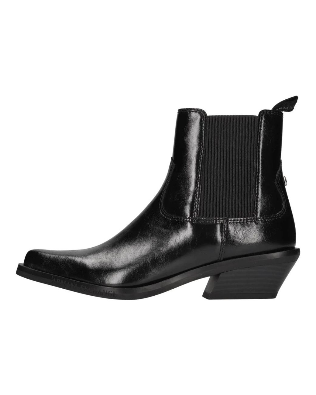 ARMANI EXCHANGE Black Cowboy & Biker Boots