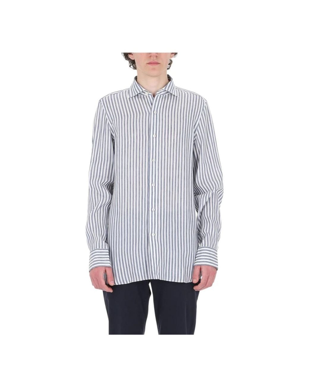 Finamore 1925 Blue Casual Shirts for men