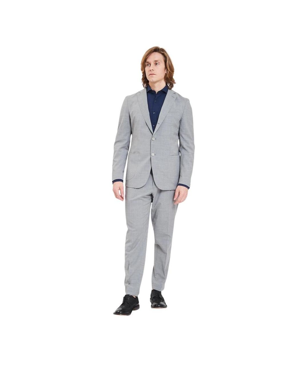 Santaniello Blue Single Breasted Suits for men