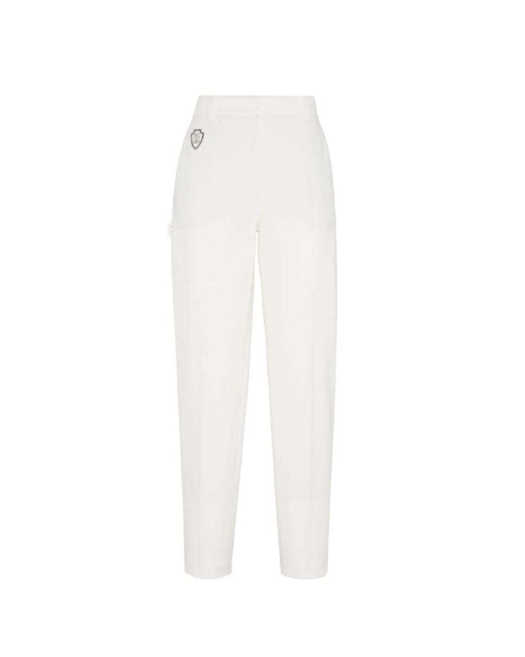 Brunello Cucinelli White Straight Trousers