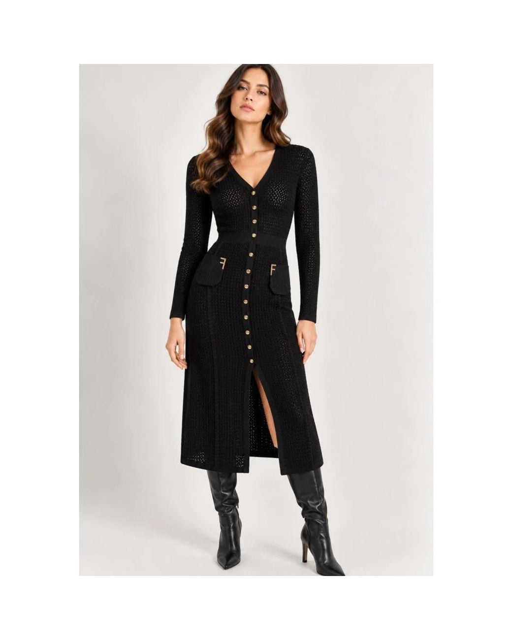 Fracomina Black Knitted Dresses