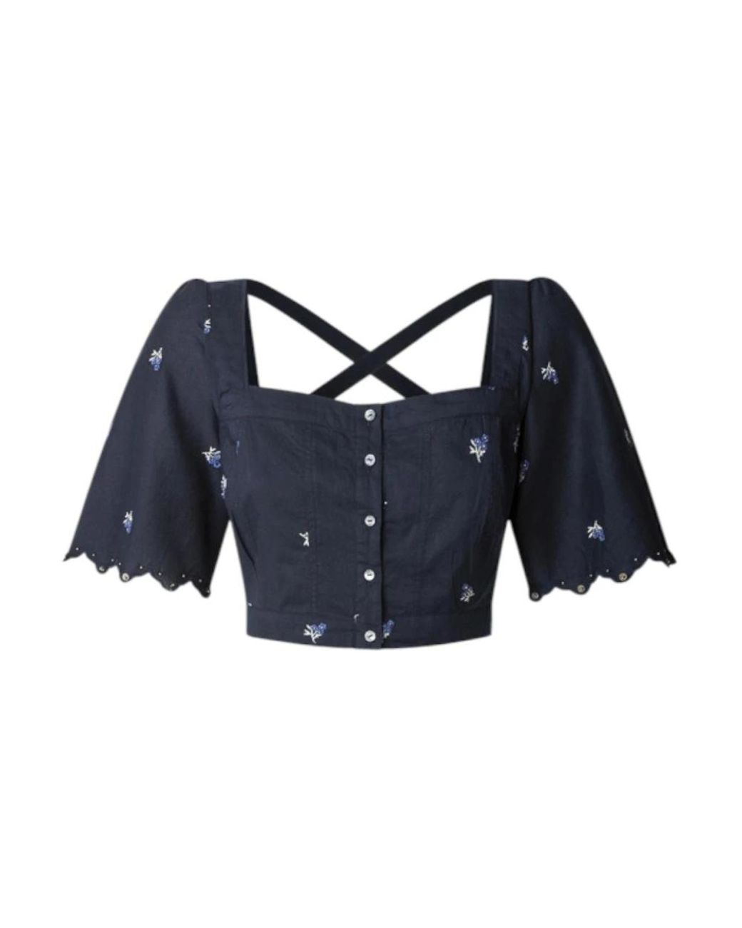 Pepe Jeans Overhemden ,Blauw ,Bloemige Zomertop in het Blue