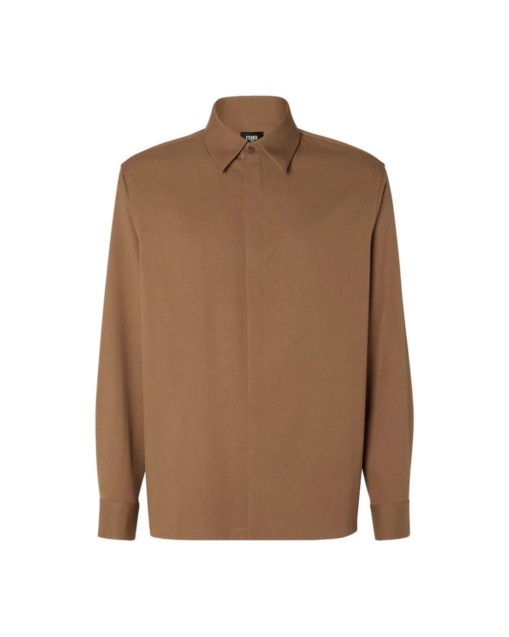Fendi Overhemden ,Bruin ,Wol Bruine Wollen Overhemd Gemaakt in het Brown voor heren