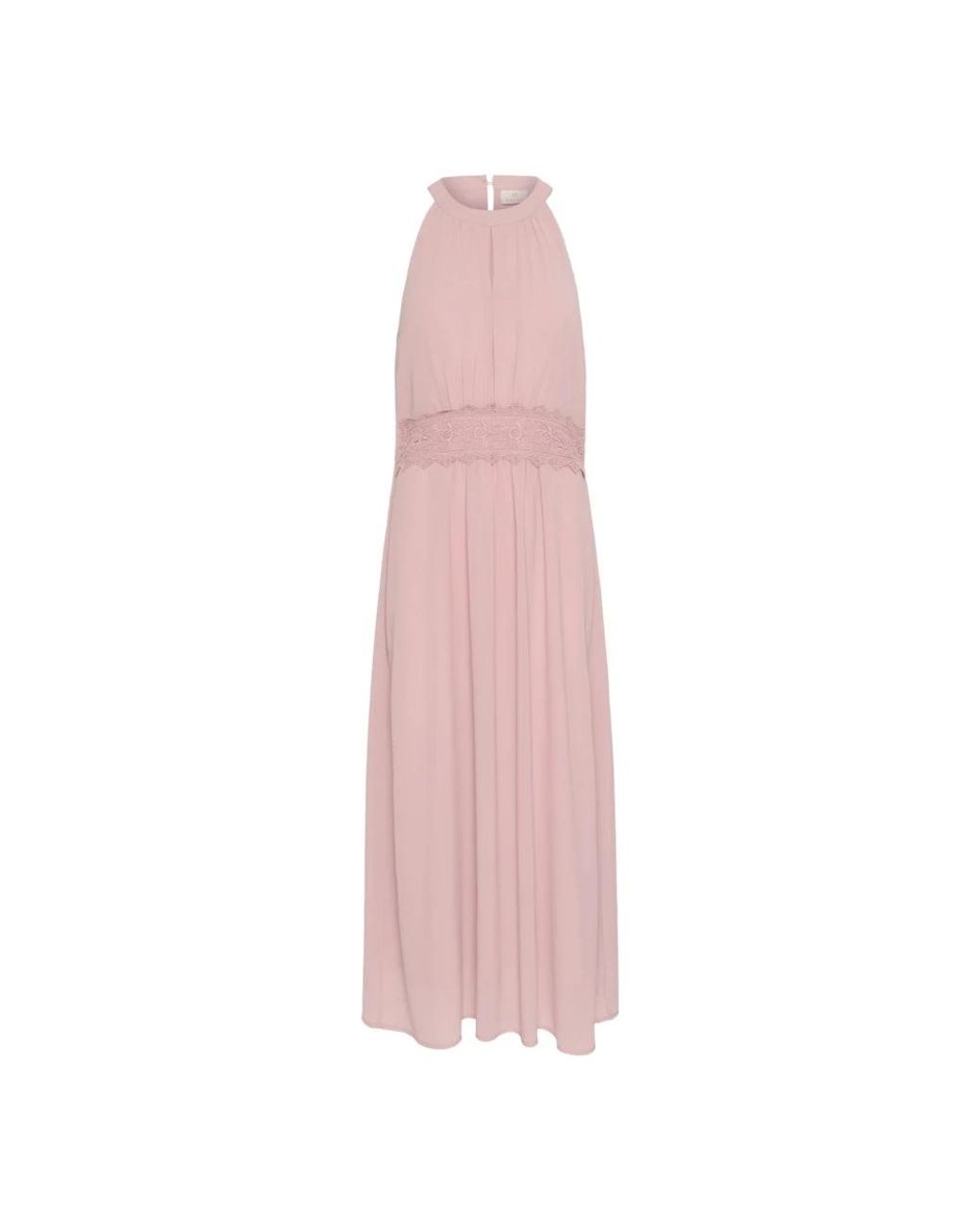 Kaffe Kleedjes ,Roze ,Polyester Rose Tan Halternek Jurk Met Geborduurde Details in het Pink