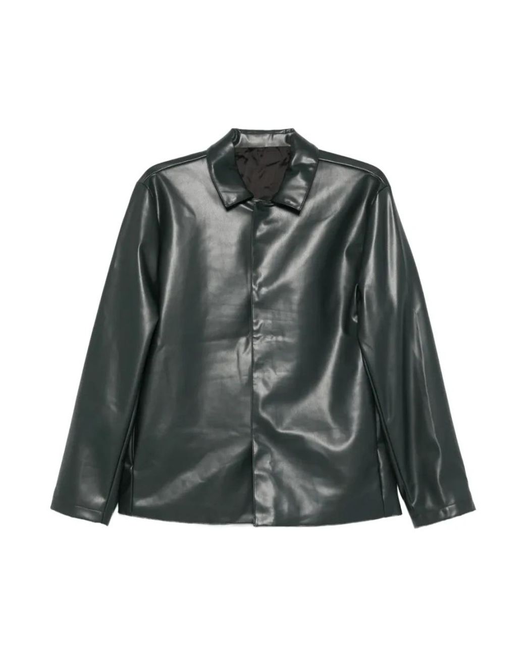 Costumein Jassen ,Groen ,Leren Jas Met Polokraag in het Green voor heren
