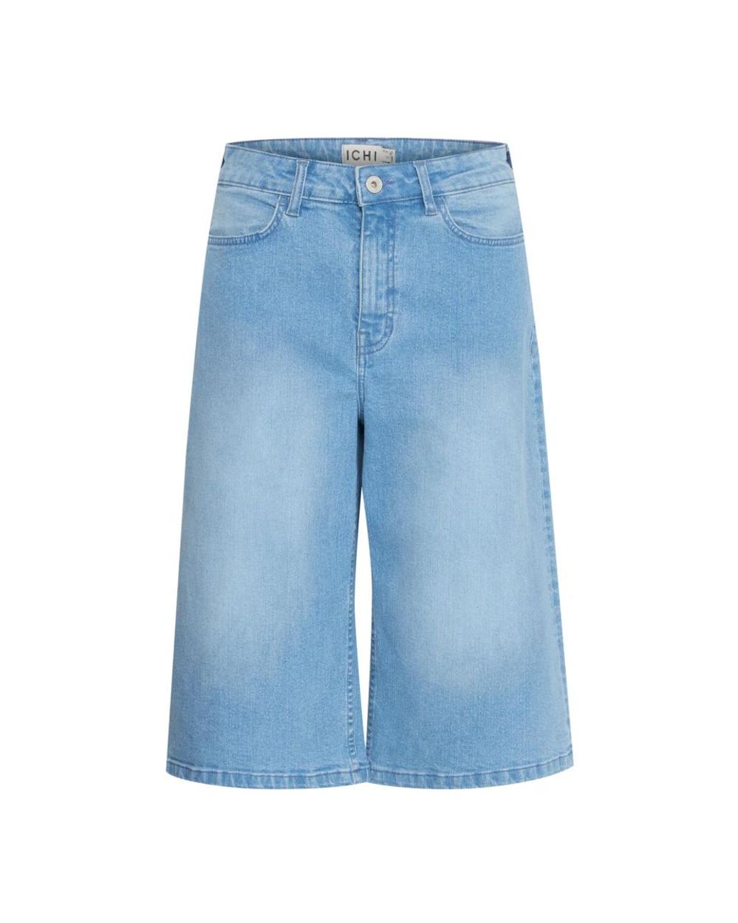 Ichi Korte Broeken ,Blauw ,Denim Lichtblauwe Gewassen Denim Shorts in het Blue