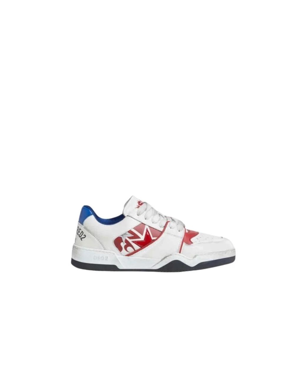 DSquared² White Lace-Up Low Top Panelled Sneakers for men