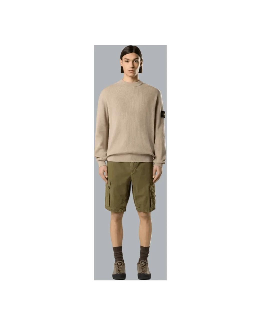 Stone Island Truien & Vesten ,Katoen Gebreide Trui Met Ronde Hals in het Natural voor heren