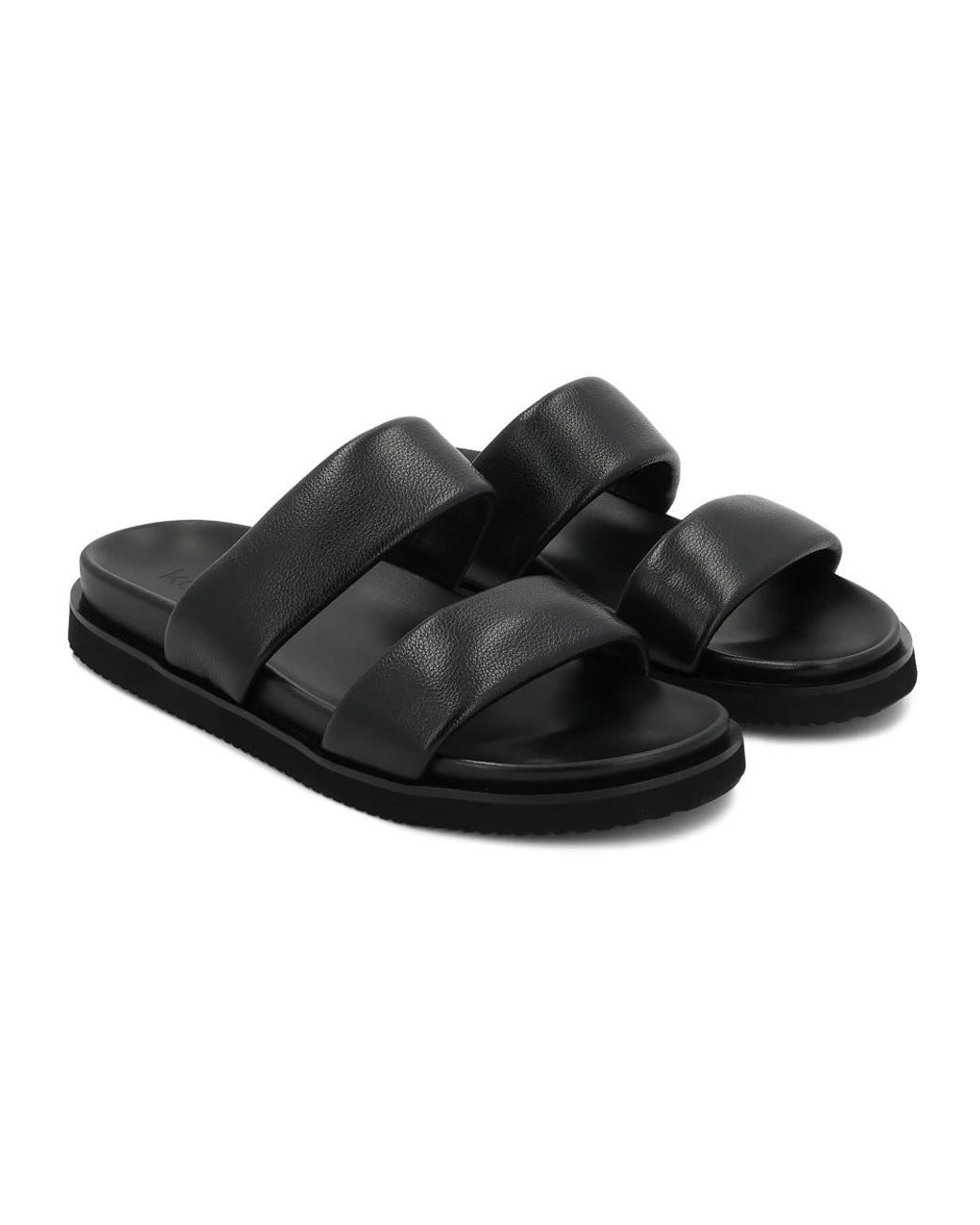Kazar Leren Slippers Met Dubbele Banden in het Black voor heren