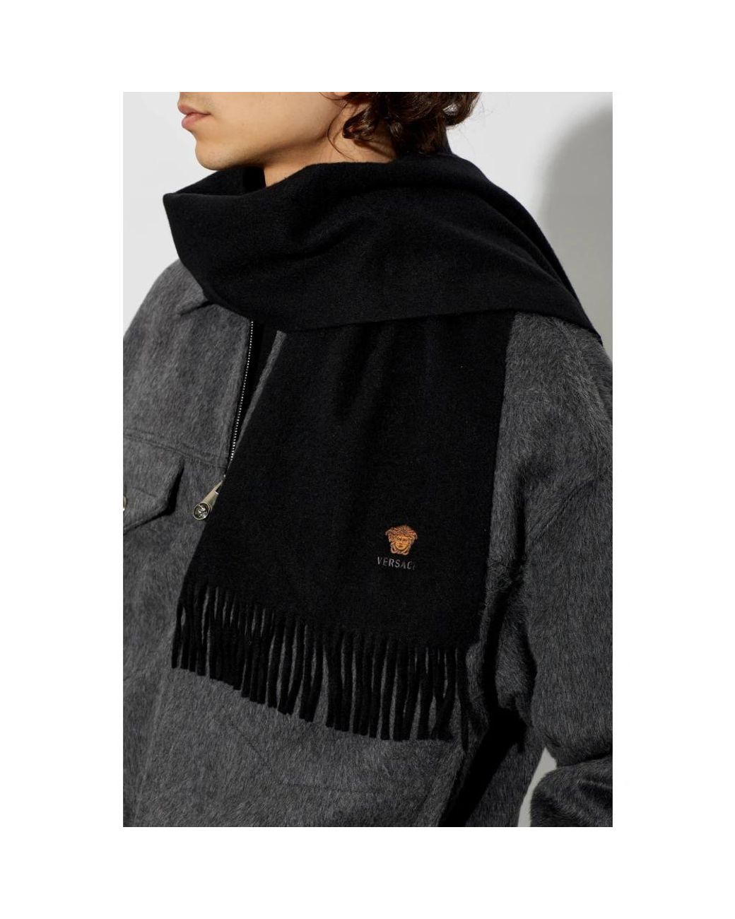 Winter Scarves Versace de hombre de color Black