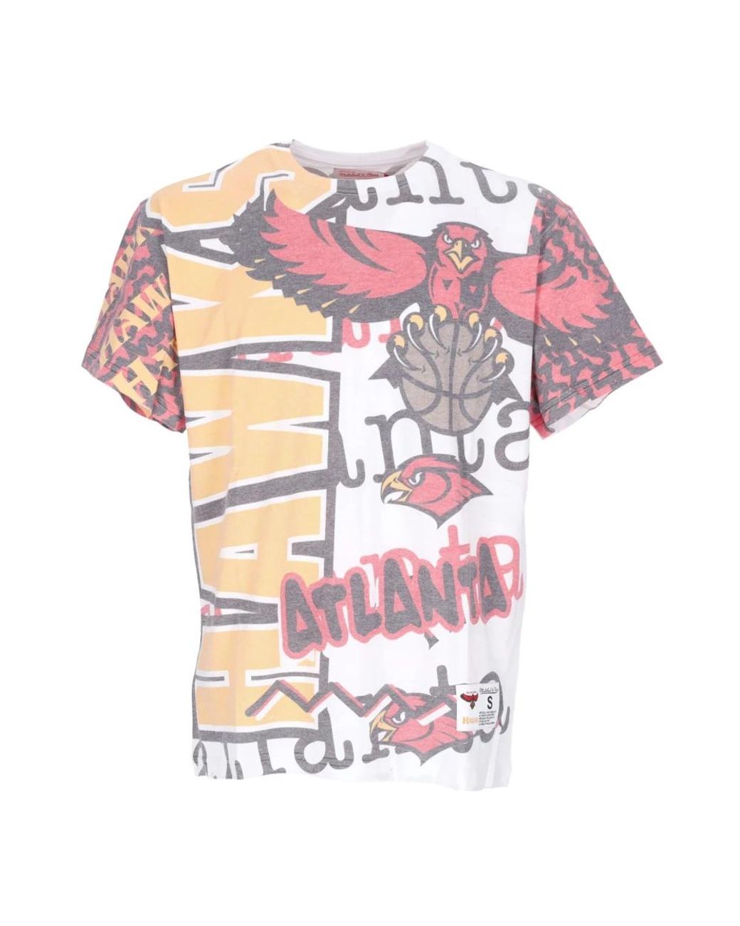 Mitchell & Ness Tops ,Veelkleurig ,Katoen Nba Jumbotron 2.0 Tee Atlanta Hawks in het Pink voor heren