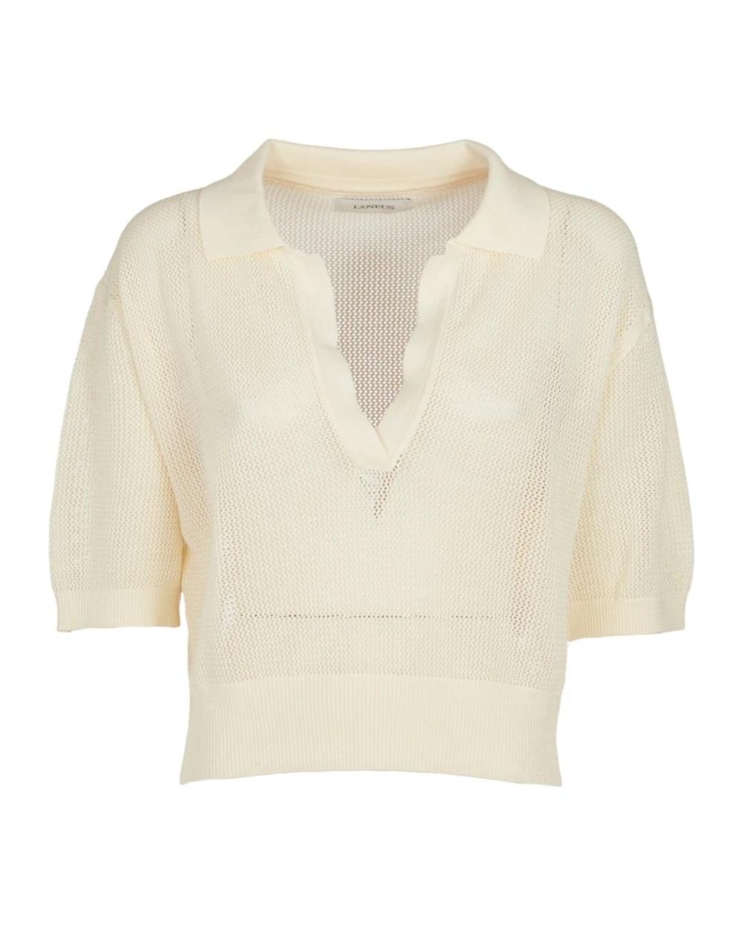 Laneus Polo Crop Sweater in het Natural
